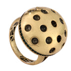 Green Accent Perforated Dome Ring