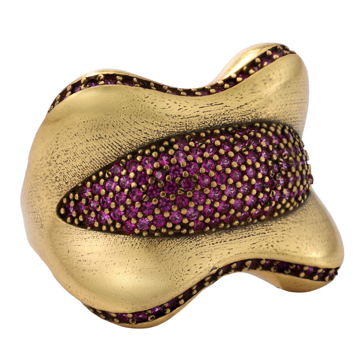 Sculptural Pavé Wave Statement Ring