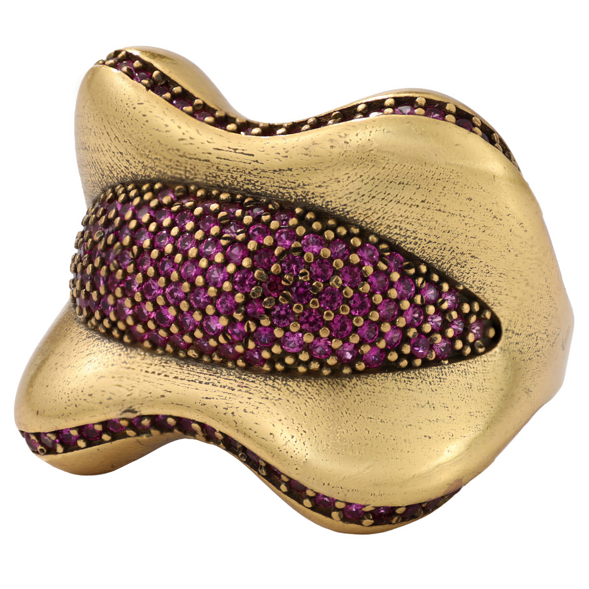 Sculptural Pavé Wave Statement Ring