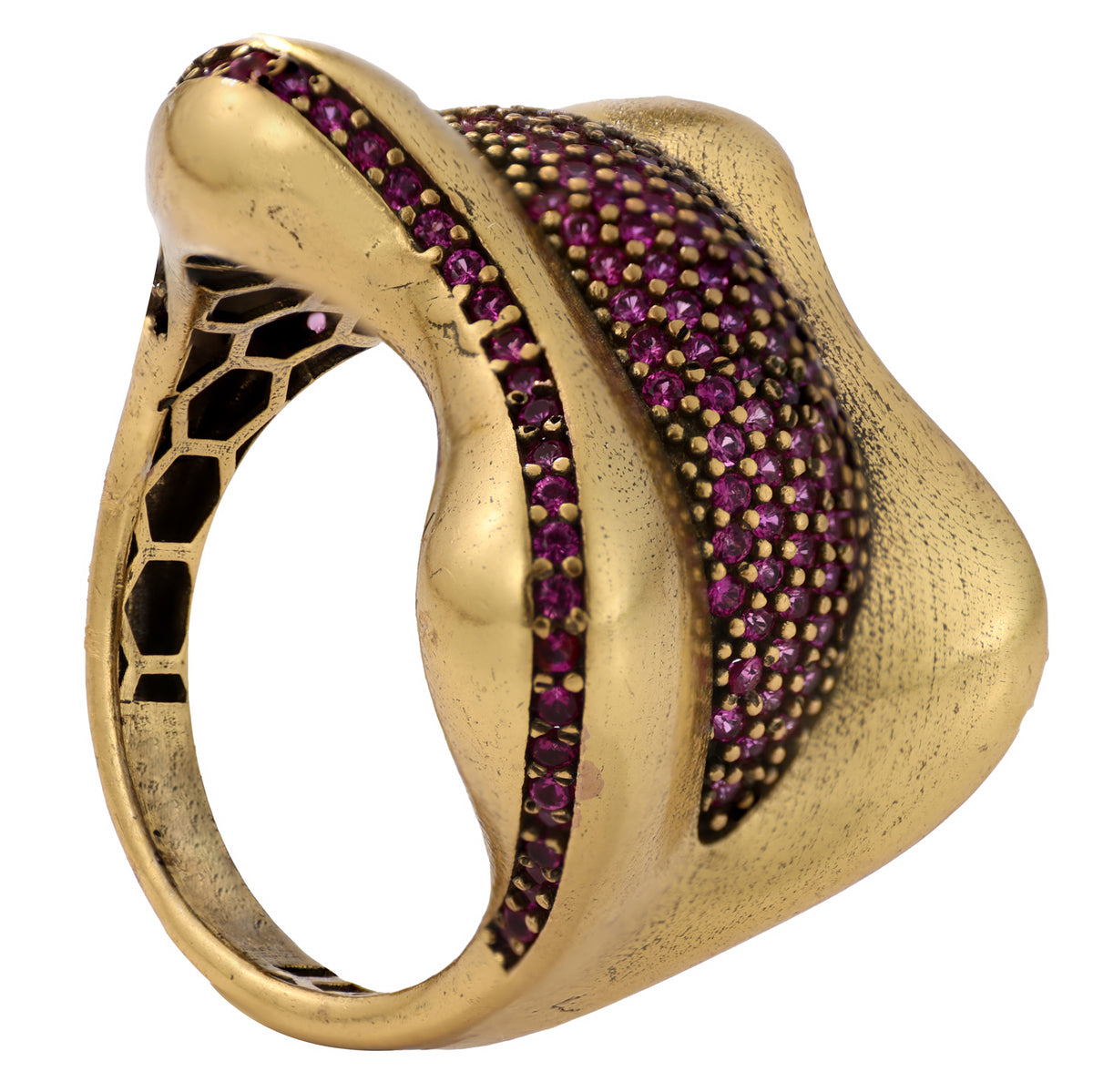 Sculptural Pavé Wave Statement Ring