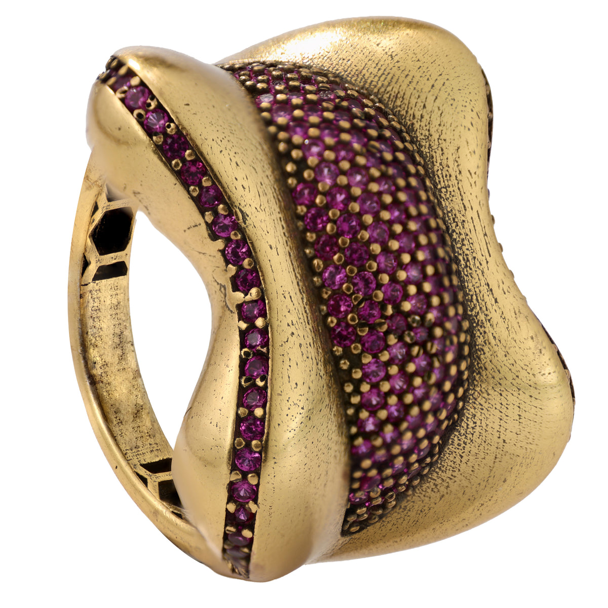 Sculptural Pavé Wave Statement Ring