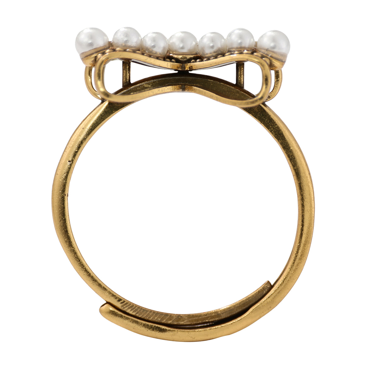 NE-RG-0062 Silver Bow Pearl Openwork Ring