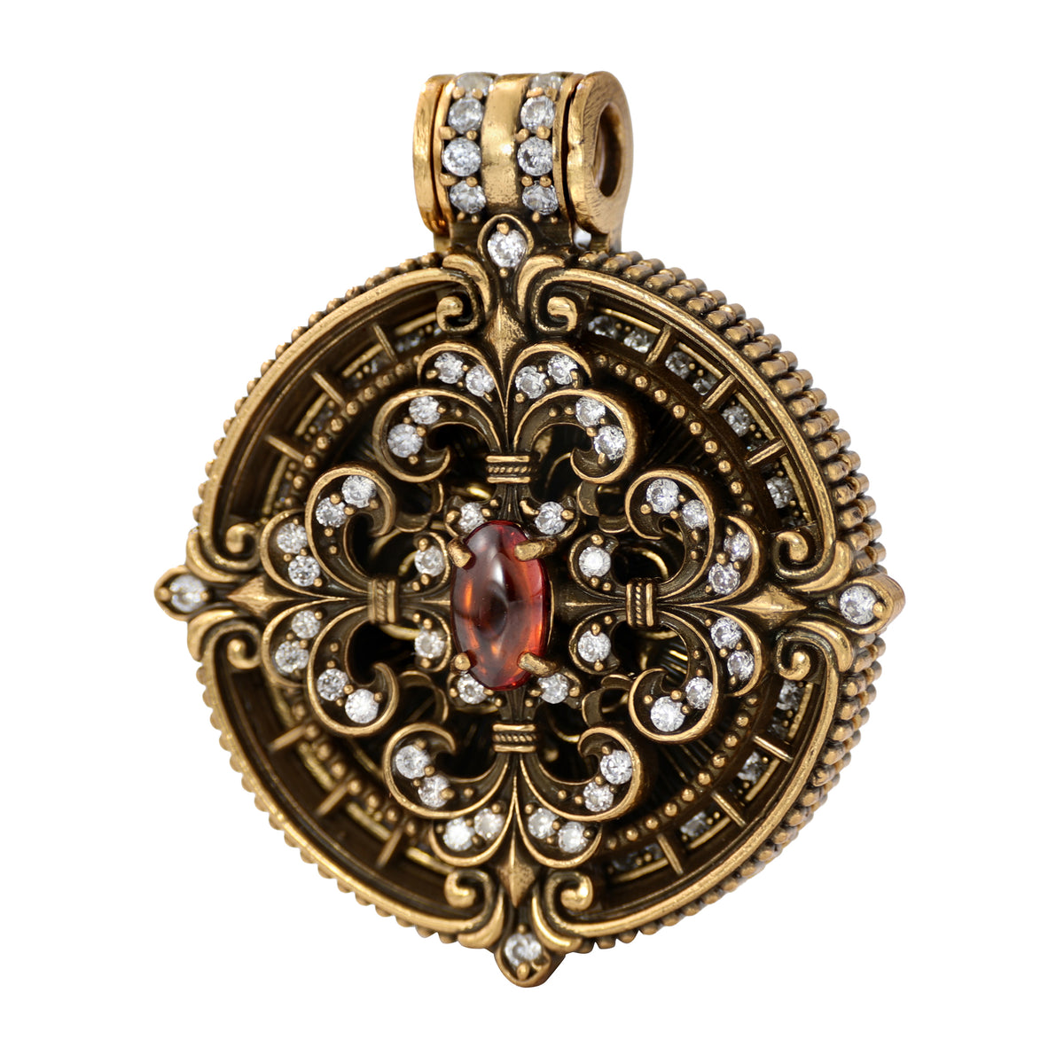Scrollwork Gemstone Medallion Pendant