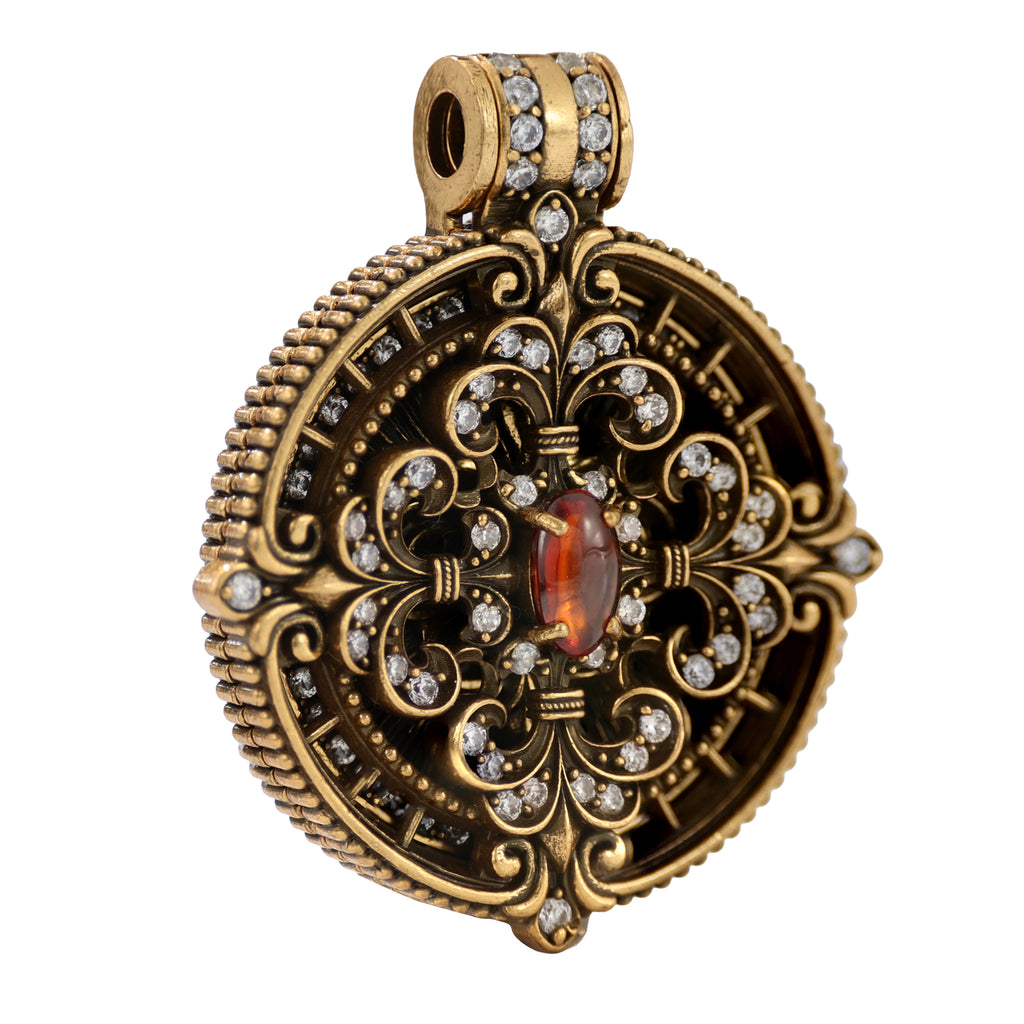 Scrollwork Gemstone Medallion Pendant
