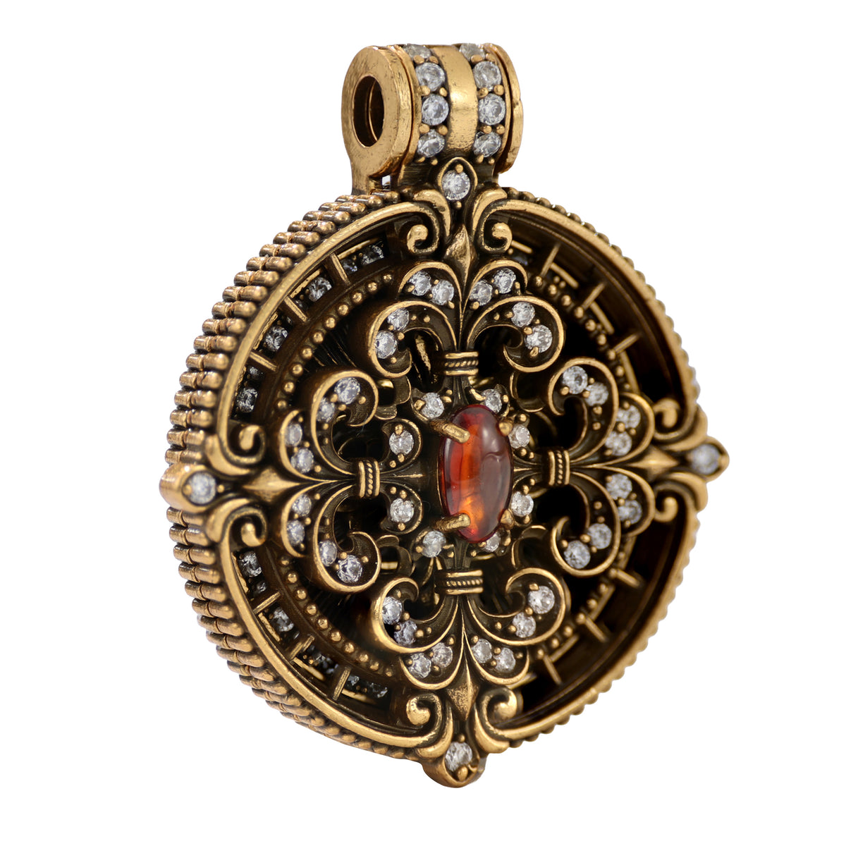 Scrollwork Gemstone Medallion Pendant