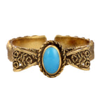 NE-RG-0061 Silver Blue Stone Floral Openwork Ring