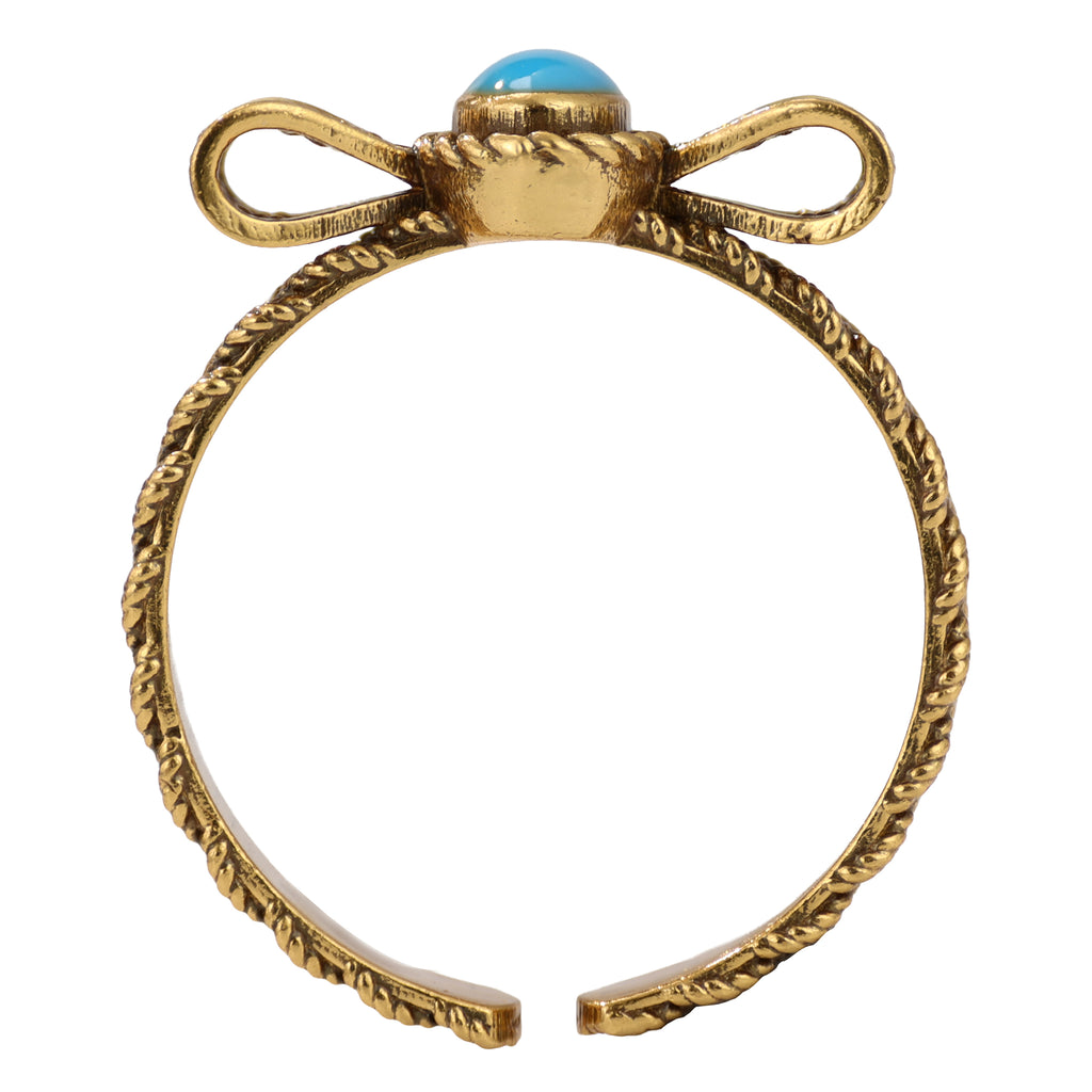 NE-RG-0061 Silver Blue Stone Floral Openwork Ring