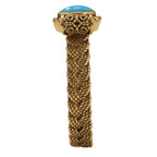 NE-RG-0061 Silver Blue Stone Floral Openwork Ring