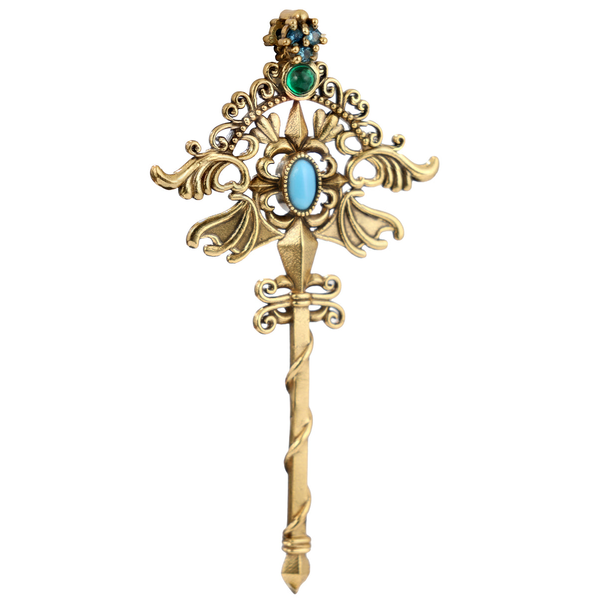 Ornate Gemstone Key Pendant