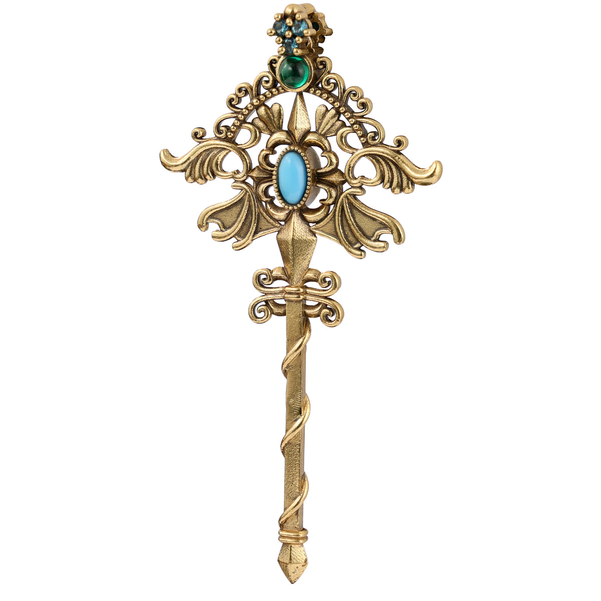 Ornate Gemstone Key Pendant
