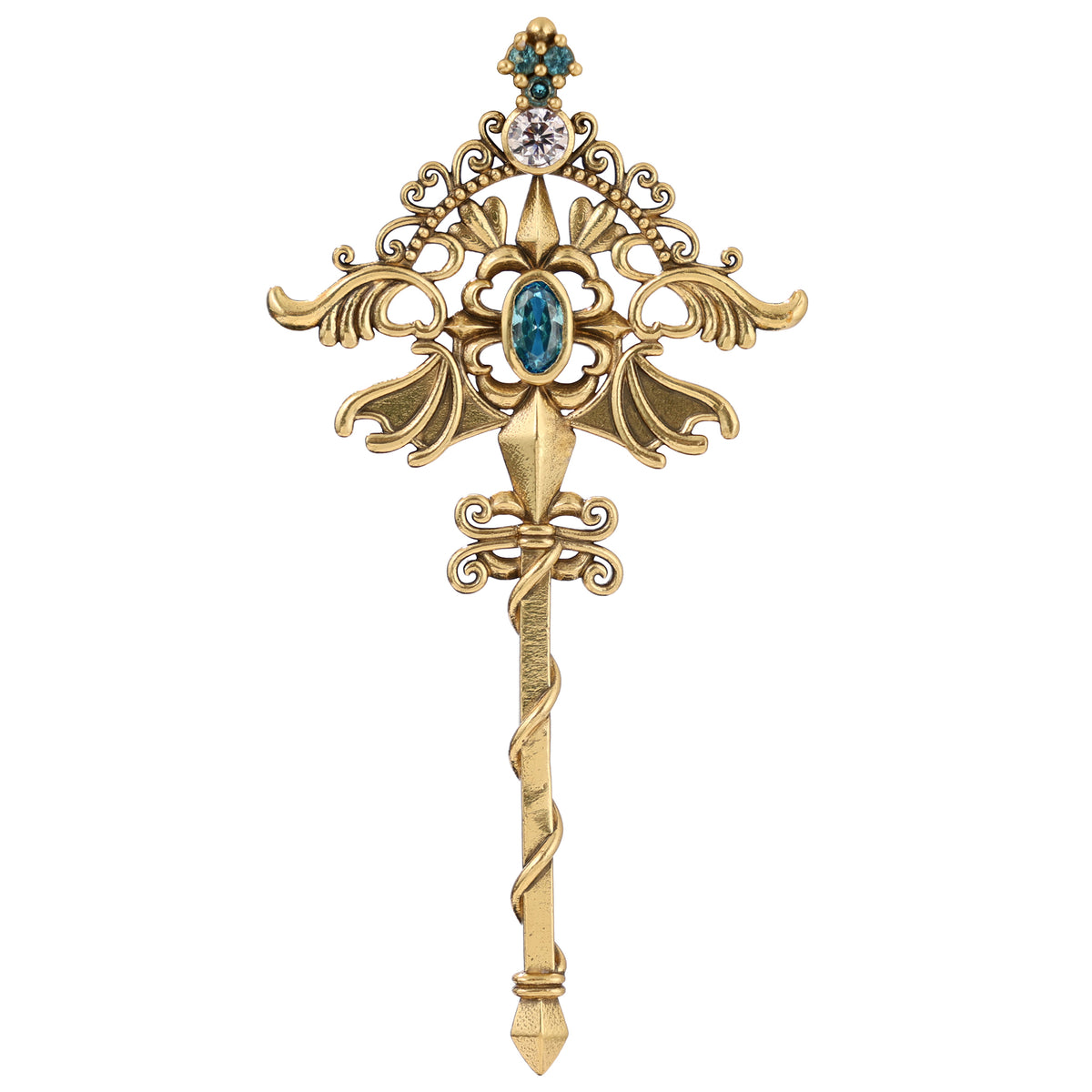 Ornate Gemstone Key Pendant
