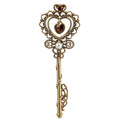 Heart Gemstone Ornate Key Pendant