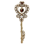 Heart Gemstone Ornate Key Pendant