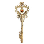 Heart Gemstone Ornate Key Pendant