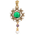 Green Cabochon Pearl-Style Drop Pendant
