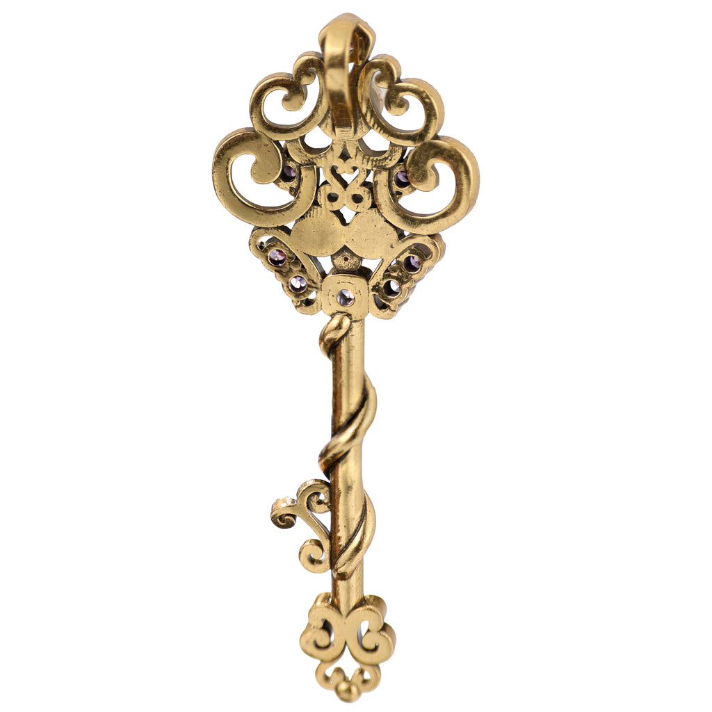 Pearl Accent Ornate Key Pendant