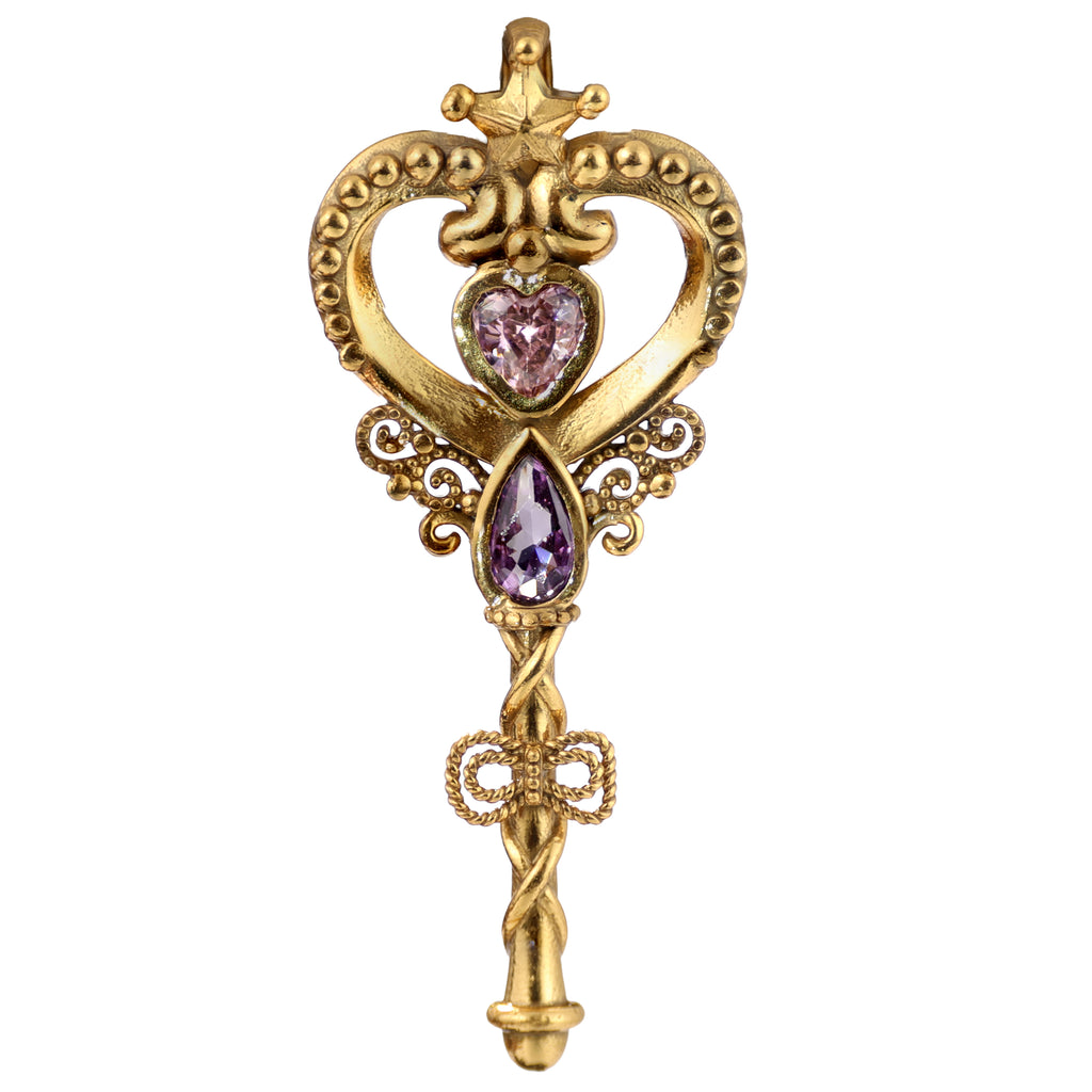 Star Heart Gemstone Key Pendant