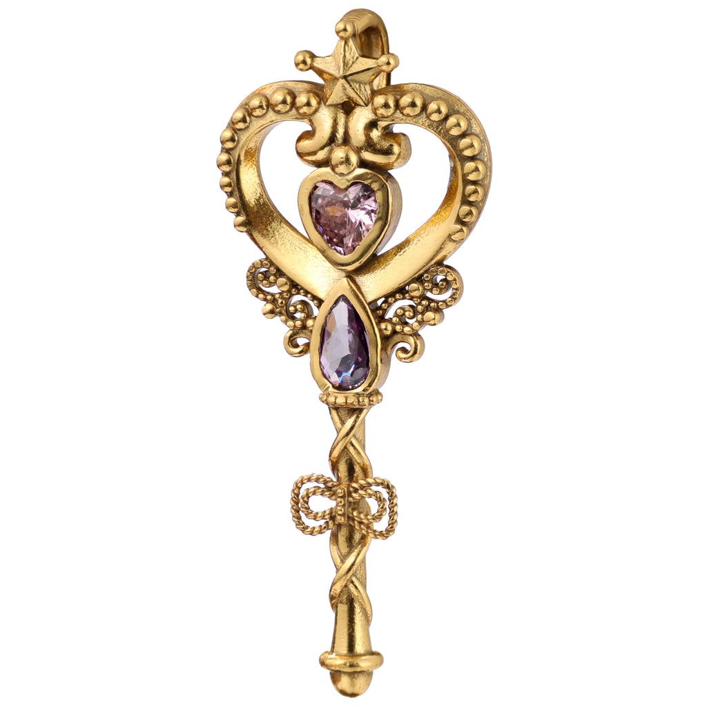 Star Heart Gemstone Key Pendant