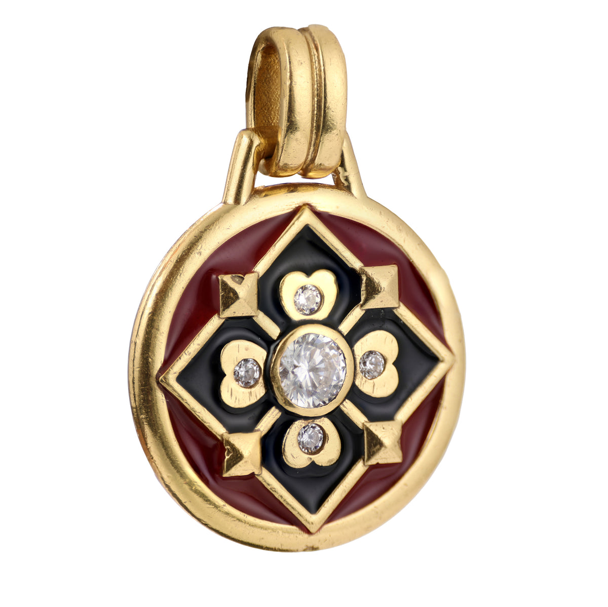 Enamel Floral Medallion Pendant