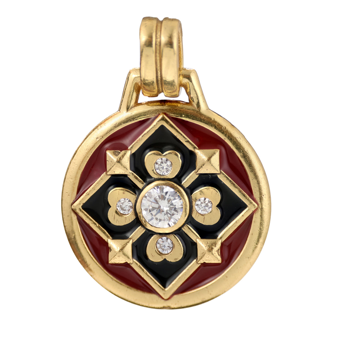 Enamel Floral Medallion Pendant