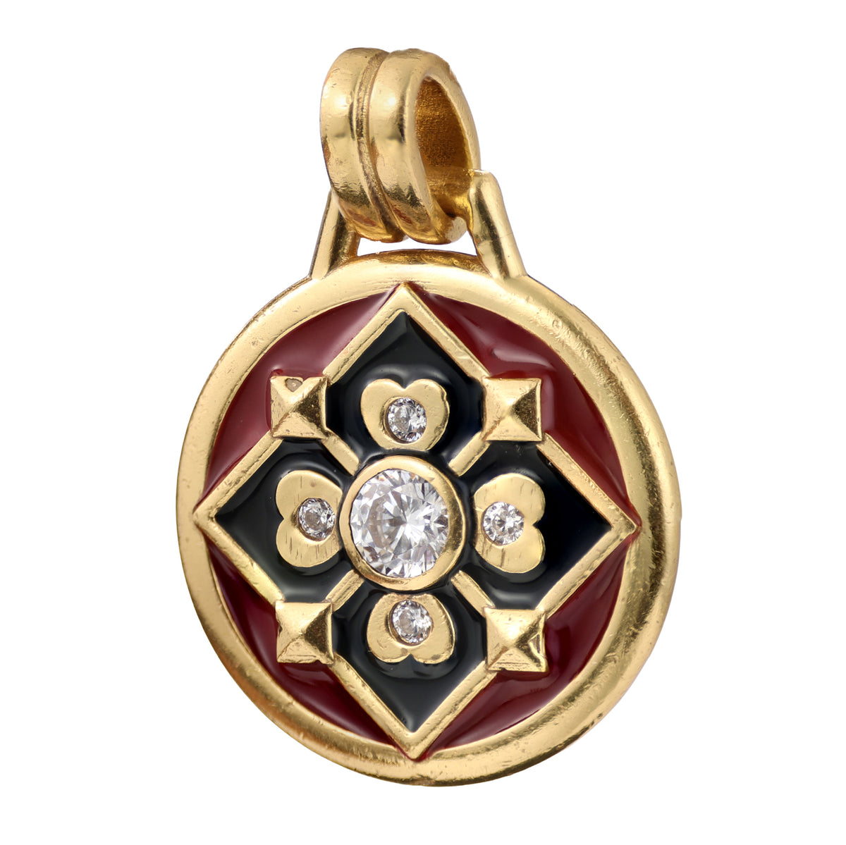 Enamel Floral Medallion Pendant
