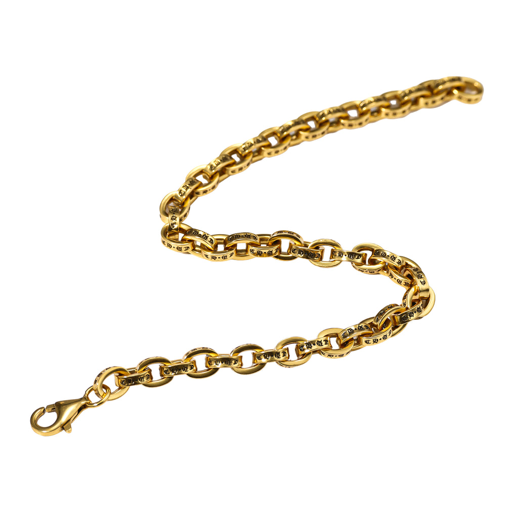 NE-BL-0009 Silver Engraved Oval Link Bracelet