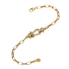 NE-BL-0007 Silver Carabiner White Stone Link Bracelet