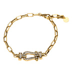 NE-BL-0007 Silver Carabiner White Stone Link Bracelet