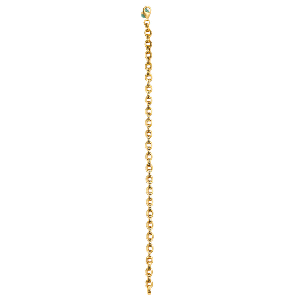 NE-BL-0009 Silver Engraved Oval Link Bracelet