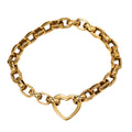 NE-BL-0013 Silver Heart Clasp Textured Link Bracelet