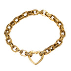 NE-BL-0013 Silver Heart Clasp Textured Link Bracelet