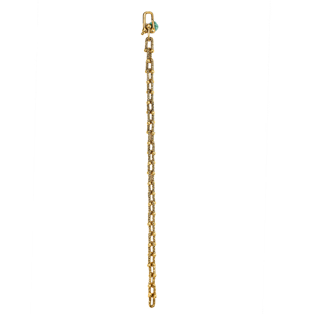 NE-BL-0008 Silver Textured Beaded Link Bracelet
