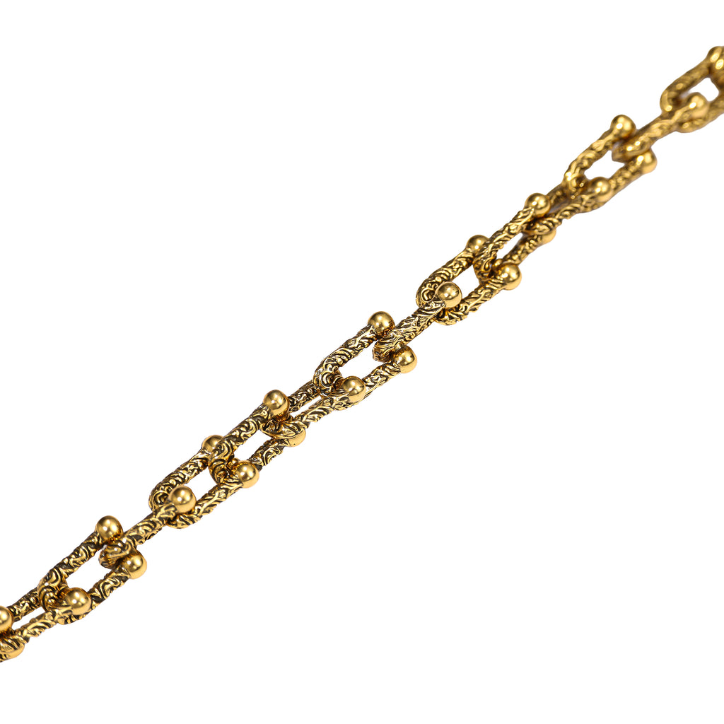 NE-BL-0008 Silver Textured Beaded Link Bracelet