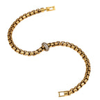 NE-BL-0010 Silver Box Link White Stone Bracelet