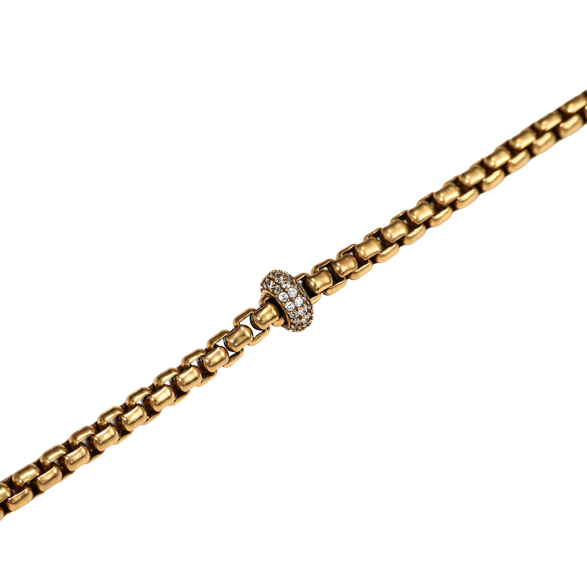 NE-BL-0010 Silver Box Link White Stone Bracelet