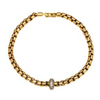 NE-BL-0010 Silver Box Link White Stone Bracelet