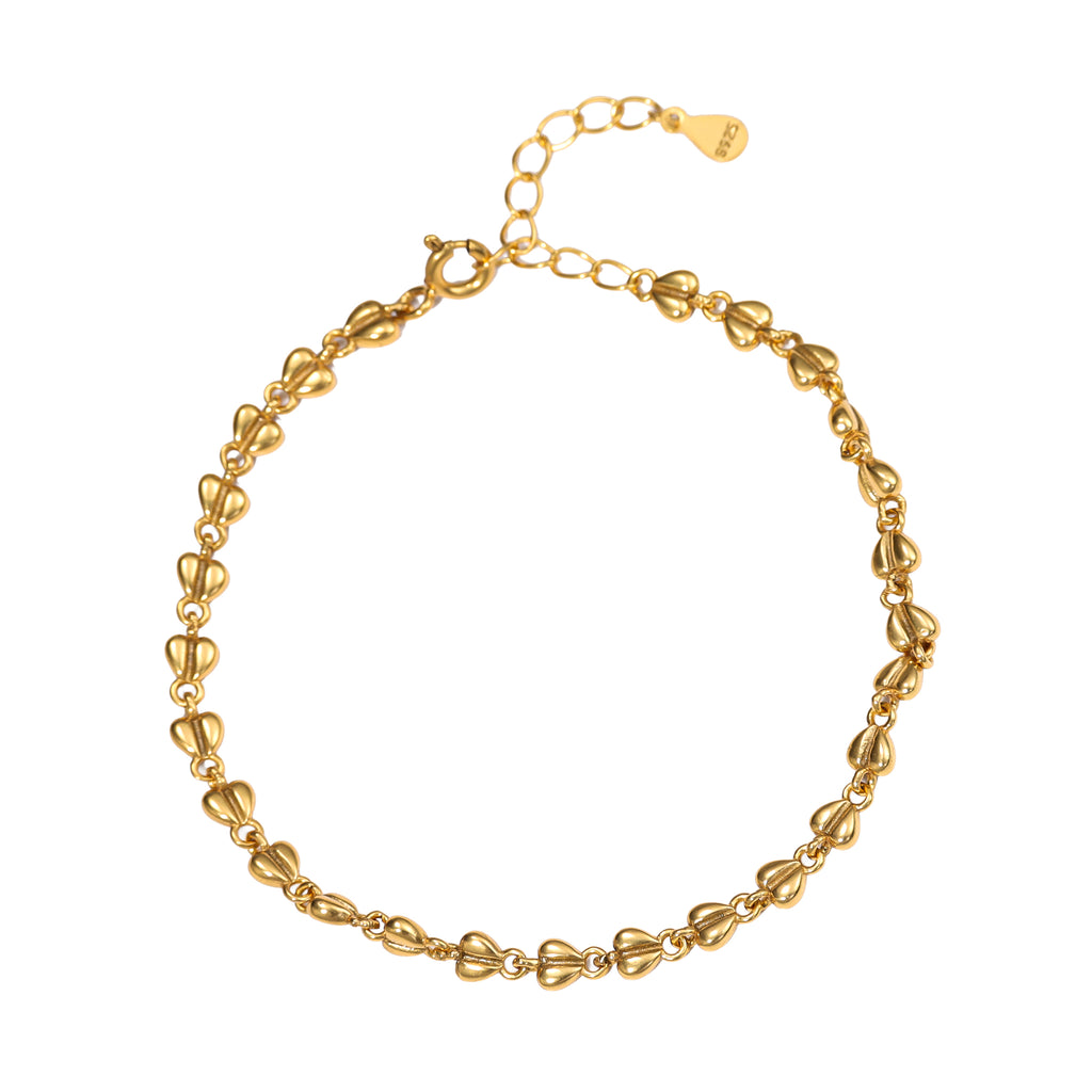 NE-BL-0011 Silver Heart Link Chain Bracelet