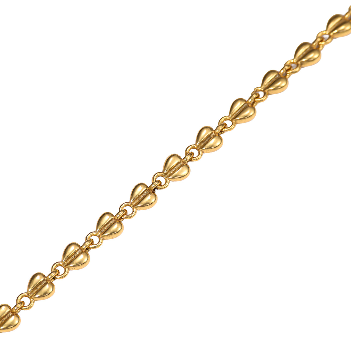 NE-BL-0011 Silver Heart Link Chain Bracelet