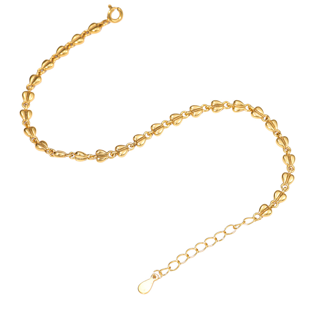 NE-BL-0011 Silver Heart Link Chain Bracelet
