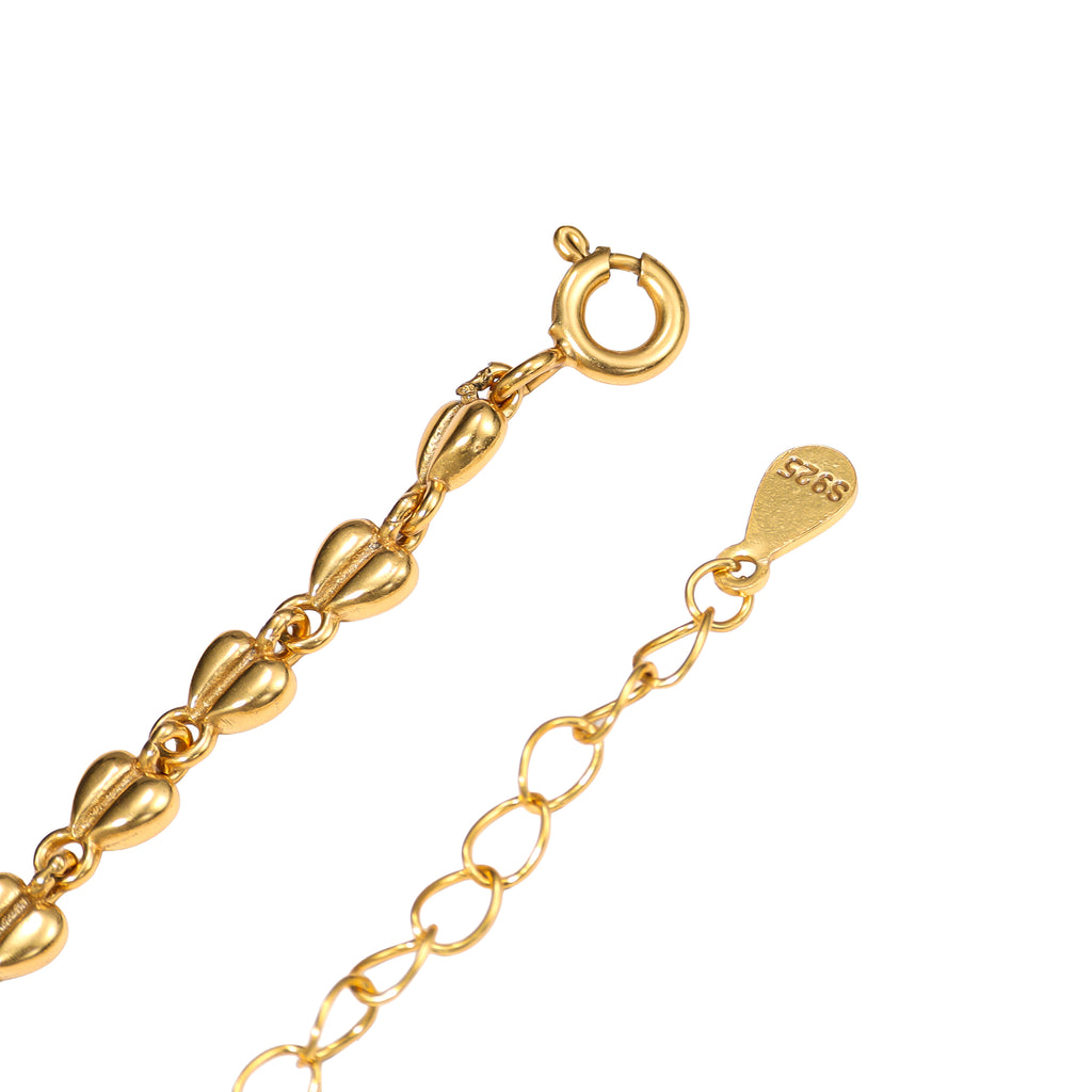 NE-BL-0011 Silver Heart Link Chain Bracelet