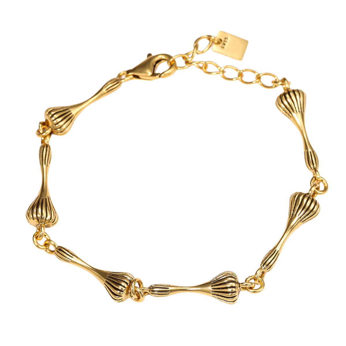 NE-BL-0012 Silver Fluted Fan Link Bracelet