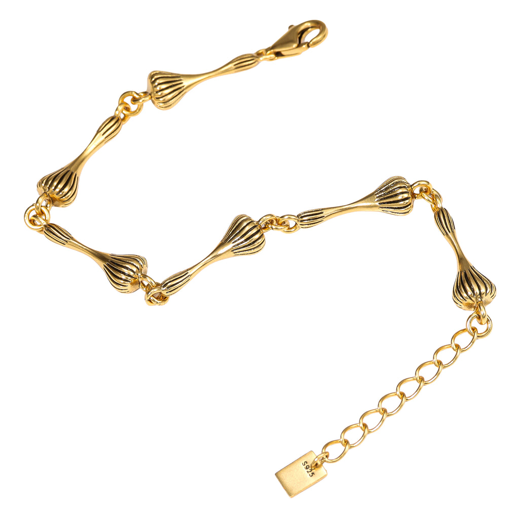 NE-BL-0012 Silver Fluted Fan Link Bracelet