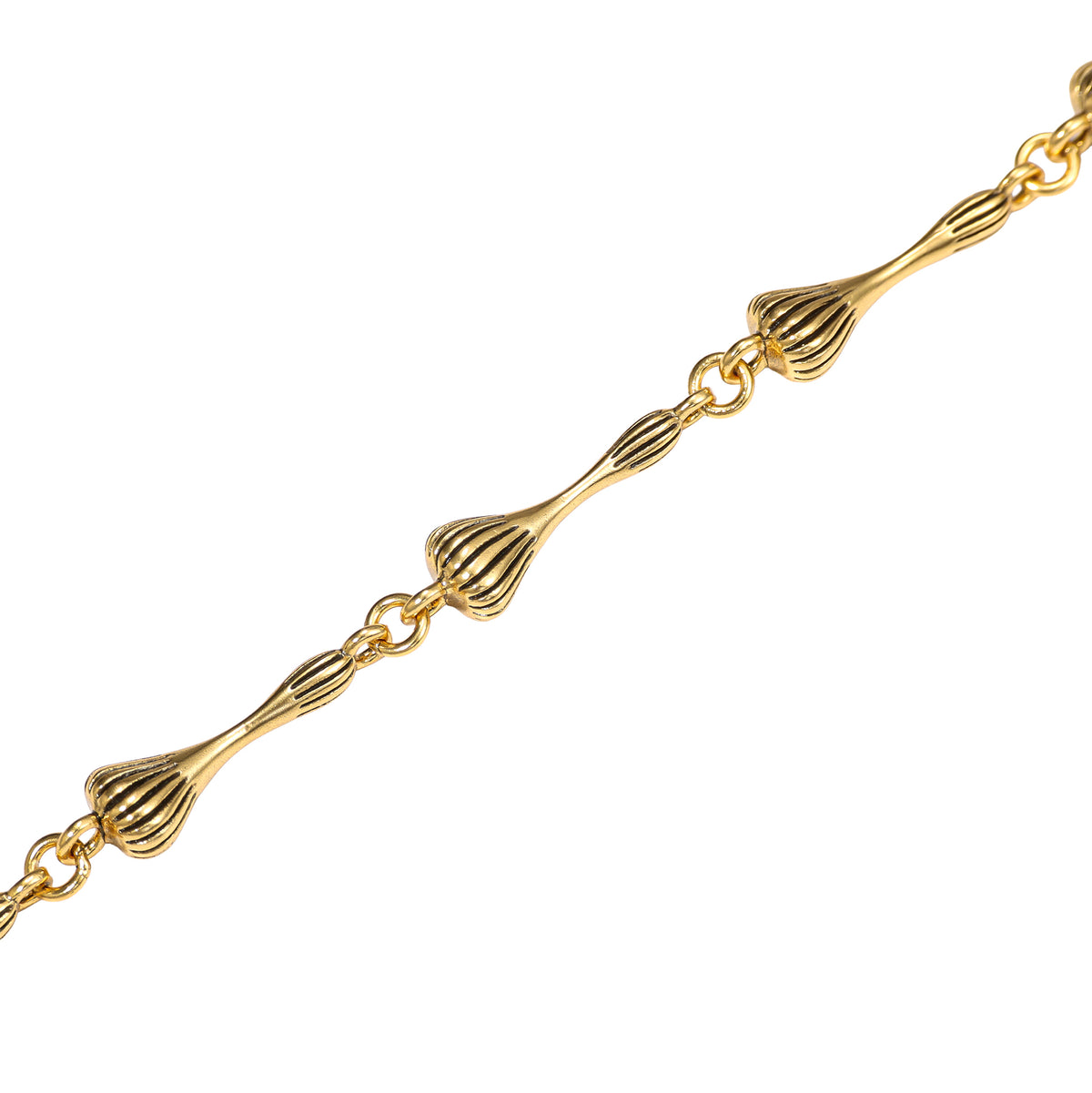 NE-BL-0012 Silver Fluted Fan Link Bracelet