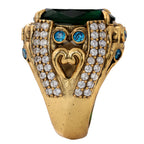 NE-RG-0058 Silver Green Stone Heart Detail Statement Ring