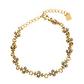 NE-BL-0004 Silver Floral White Stone Chain Bracelet