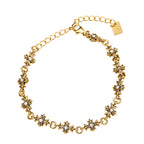 NE-BL-0004 Silver Floral White Stone Chain Bracelet