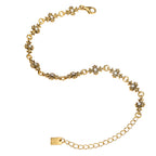 NE-BL-0004 Silver Floral White Stone Chain Bracelet
