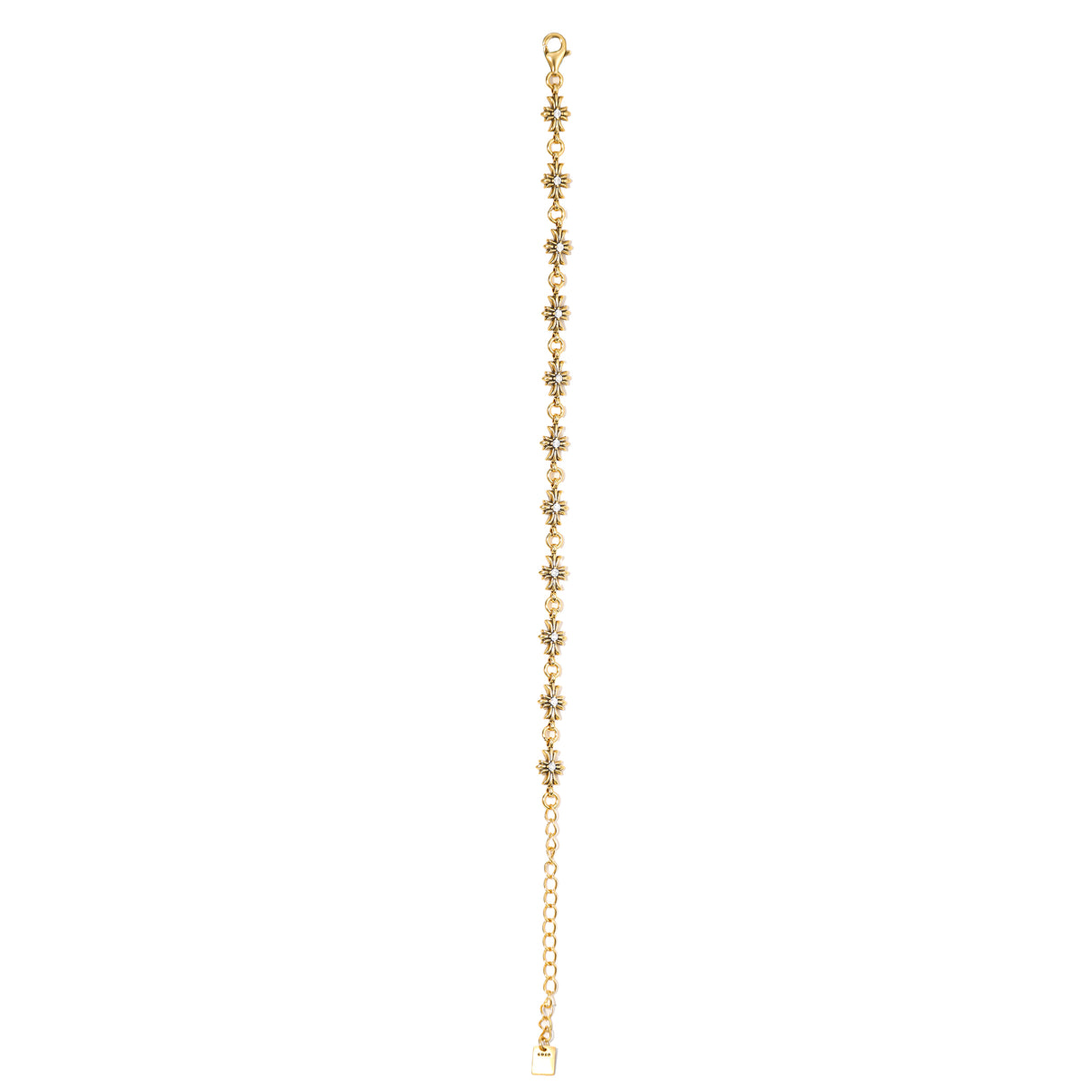 NE-BL-0004 Silver Floral White Stone Chain Bracelet