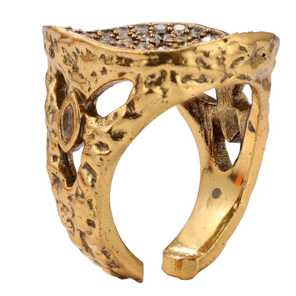 NE-RG-0060 Silver Round Openwork Statement Ring