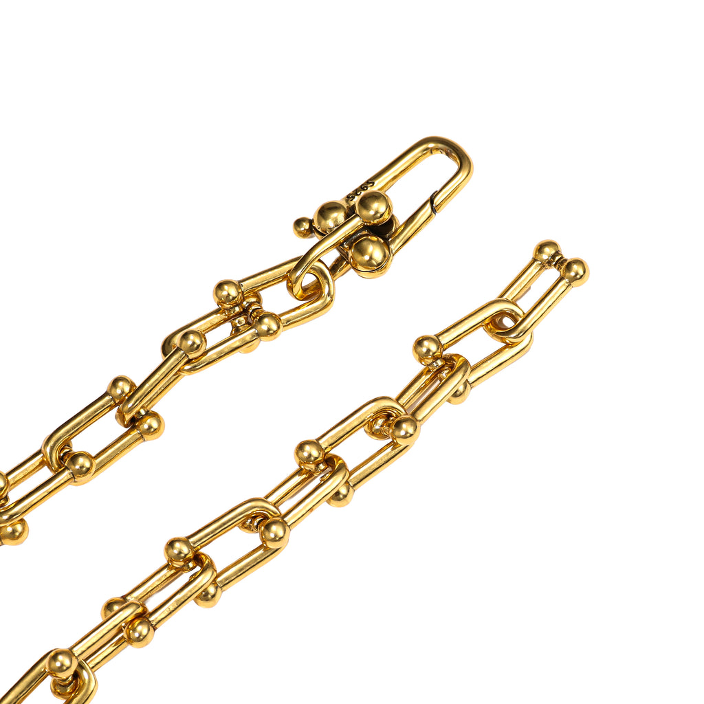 NE-BL-0006 Silver Paperclip White Stone Link Bracelet